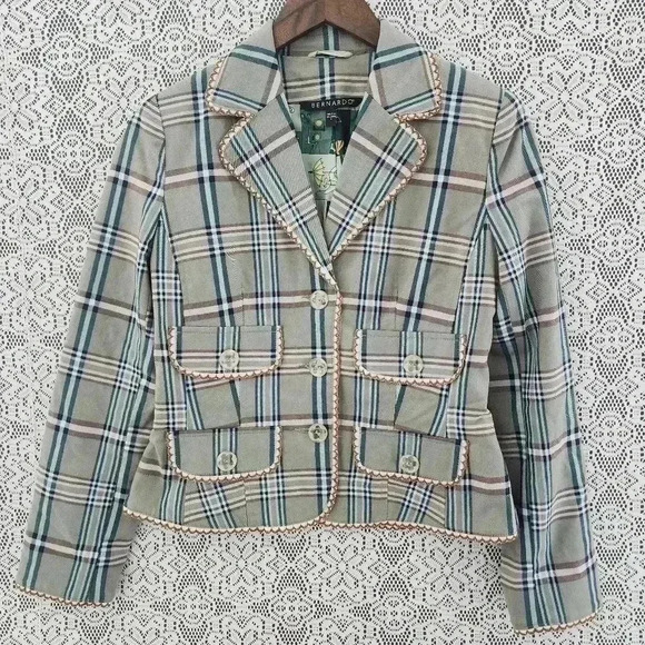 Bernardo Plaid women's blazer 6 - Picture 1 of 7